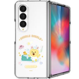 [S2B] Little Kakao Friends Bubble Bubble Z Fold 4 Transparent Slim Case-Transparent Case, Hard Case, Wireless Charging-Made in Korea